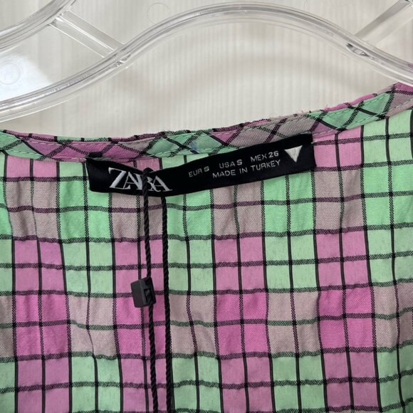 NWT ZARA Plaid Puff Sleeve Midi Dress S - Picture 7 of 16